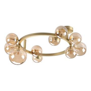 Ideal Lux - LED påbygget loftlampe PERLAGE 10xG9/3W/230V Ø 70 cm guld/røget beige