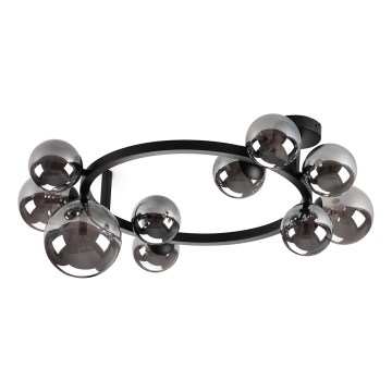 Ideal Lux - LED påbygget lysekrone PERLAGE 10xG9/3W/230V Ø 70 cm sort/røget sort