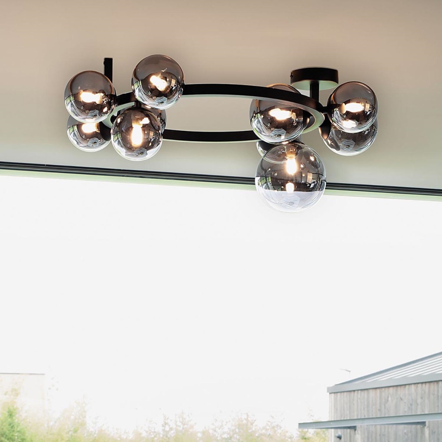 Ideal Lux - LED påbygget lysekrone PERLAGE 10xG9/3W/230V Ø 70 cm sort/røget sort