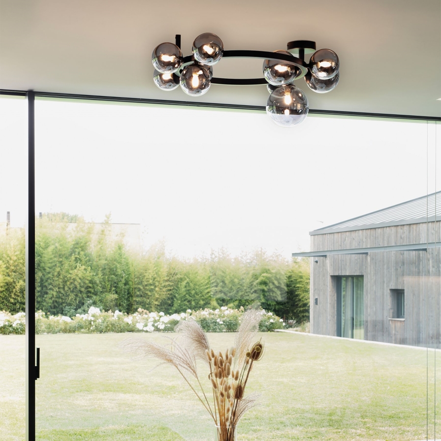 Ideal Lux - LED påbygget lysekrone PERLAGE 10xG9/3W/230V Ø 70 cm sort/røget sort