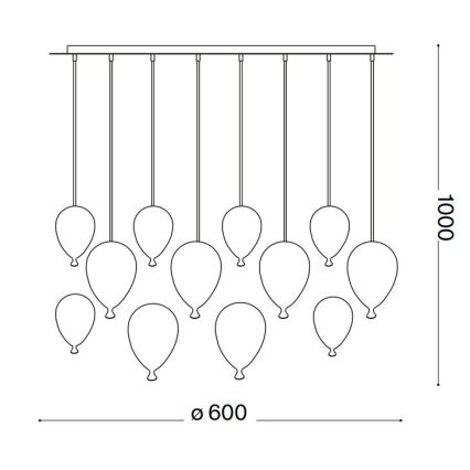 Ideal Lux - LED pendel CLOWN 12xG9/3W/230V diameter 60 cm farverig