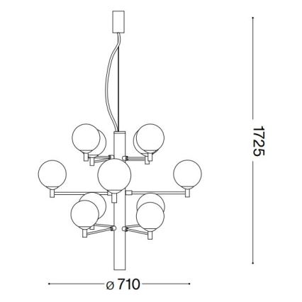 Ideal Lux - LED pendel COPERNICO 12xG9/3W/230V diameter 71 cm sort