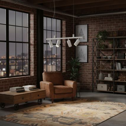 Ideal Lux - LED pendel DYNAMITE 4xGU10/7W/230V CRI 90 hvid