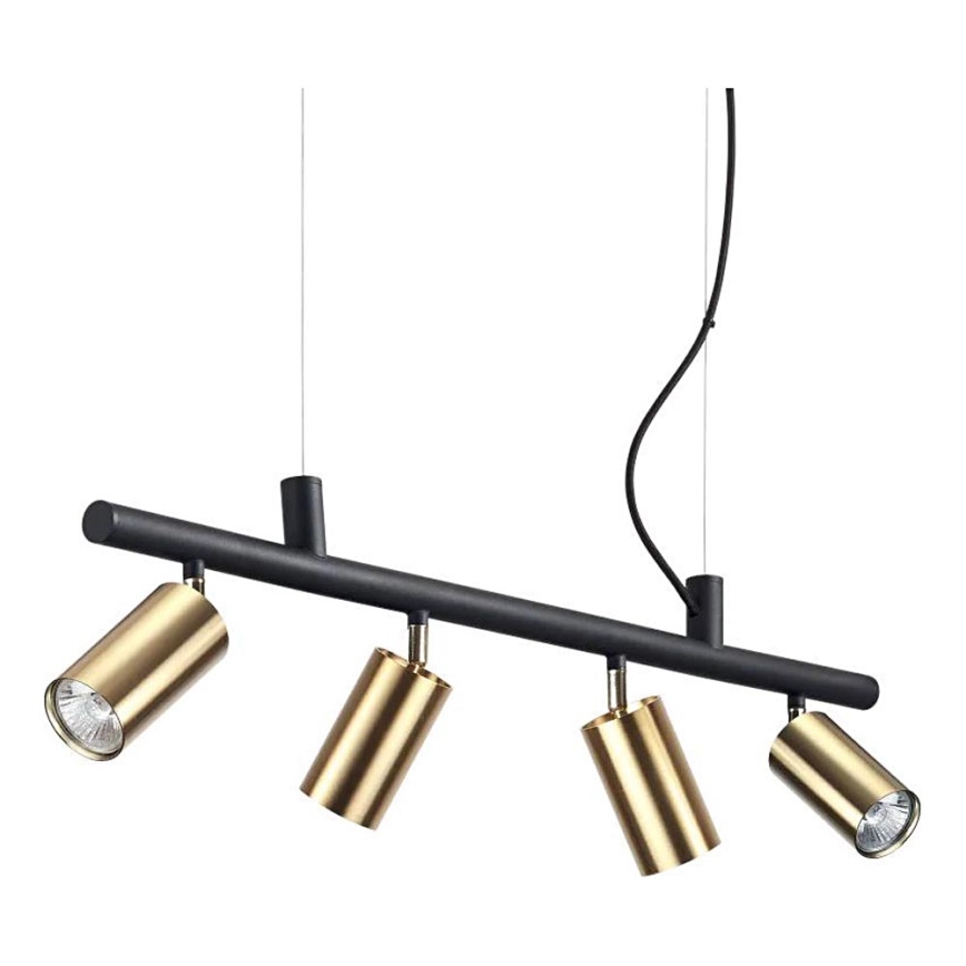Ideal Lux - LED pendel DYNAMITE 4xGU10/7W/230V CRI 90 sort/messing