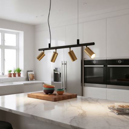 Ideal Lux - LED pendel DYNAMITE 4xGU10/7W/230V CRI 90 sort/messing