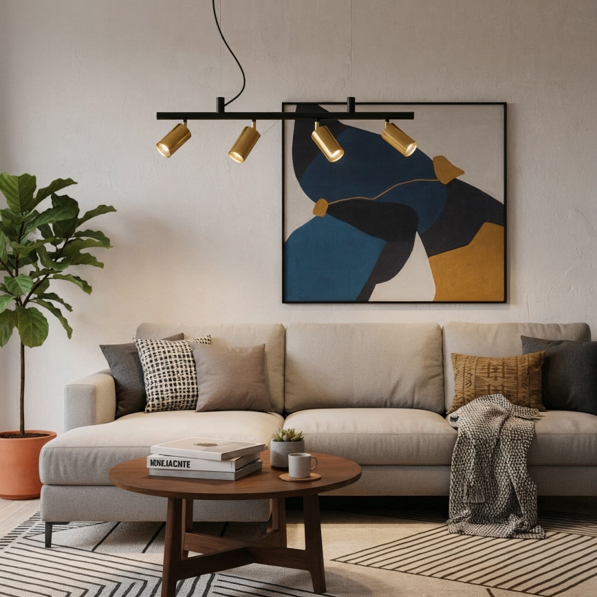 Ideal Lux - LED pendel DYNAMITE 4xGU10/7W/230V CRI 90 sort/messing