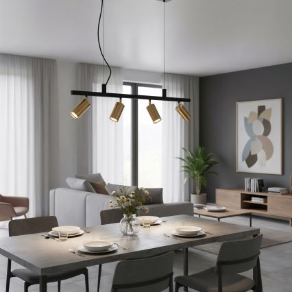 Ideal Lux - LED pendel DYNAMITE 4xGU10/7W/230V CRI 90 sort/messing