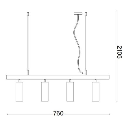 Ideal Lux - LED pendel DYNAMITE 4xGU10/7W/230V CRI 90 sort/messing