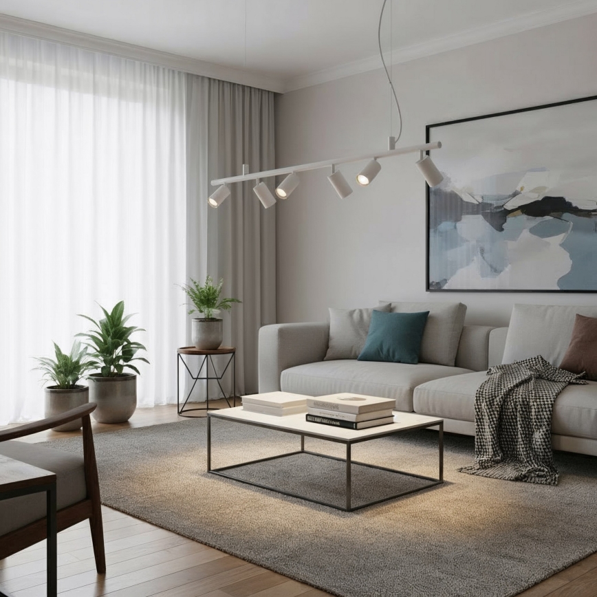 Ideal Lux - LED pendel DYNAMITE 6xGU10/7W/230V CRI 90 hvid