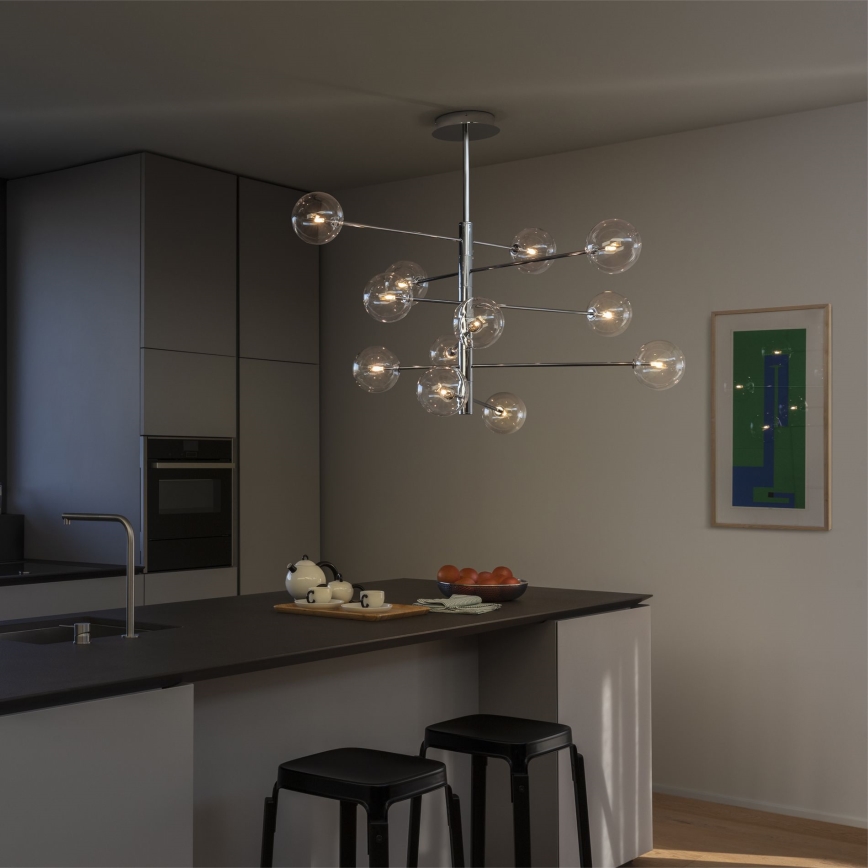 Ideal Lux - LED pendel EQUINOXE 12xG4/2W/230V diameter 124 cm skinnende krom/transparent
