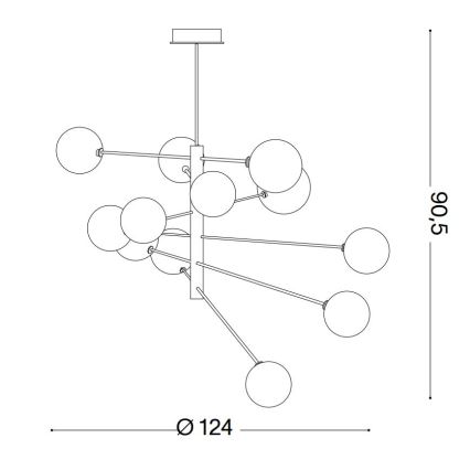 Ideal Lux - LED pendel EQUINOXE 12xG4/2W/230V diameter 124 cm messing/transparent