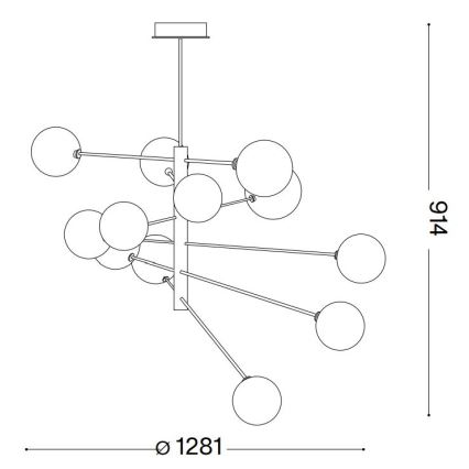 Ideal Lux - LED pendel EQUINOXE 12xG4/2W/230V diameter 128,1 cm skinnende krom/røget