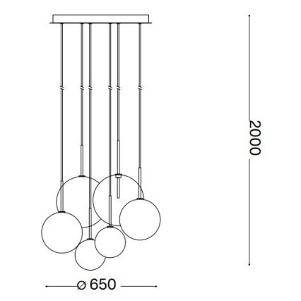 Ideal Lux - LED pendel EQUINOXE 6xG4/2W/230V diameter 65 cm skinnende krom/røget