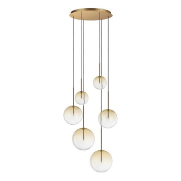 Ideal Lux - LED pendel EQUINOXE 6xG4/2W/230V diameter 65 cm messing/røget