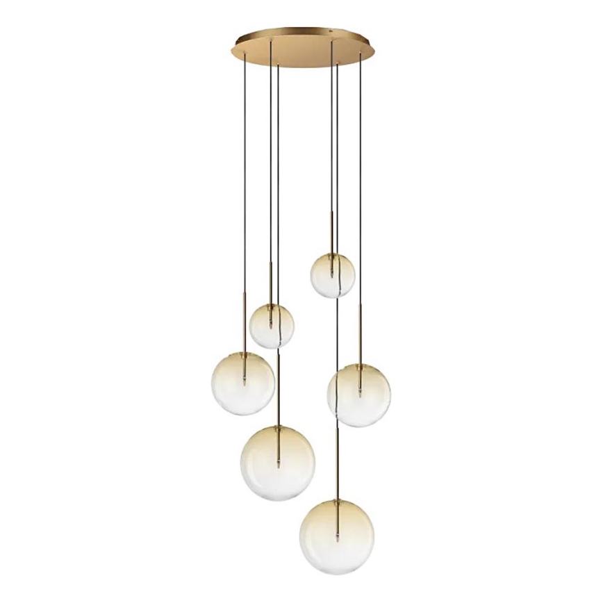 Ideal Lux - LED pendel EQUINOXE 6xG4/2W/230V diameter 65 cm messing/røget