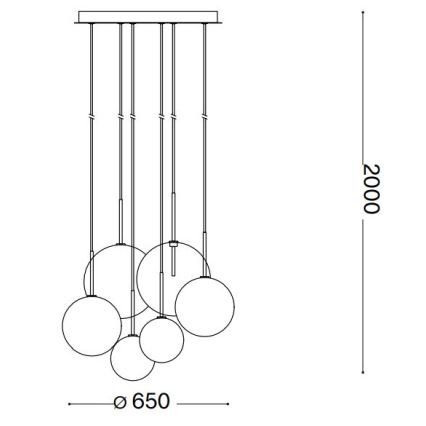 Ideal Lux - LED pendel EQUINOXE 6xG4/2W/230V diameter 65 cm messing/røget