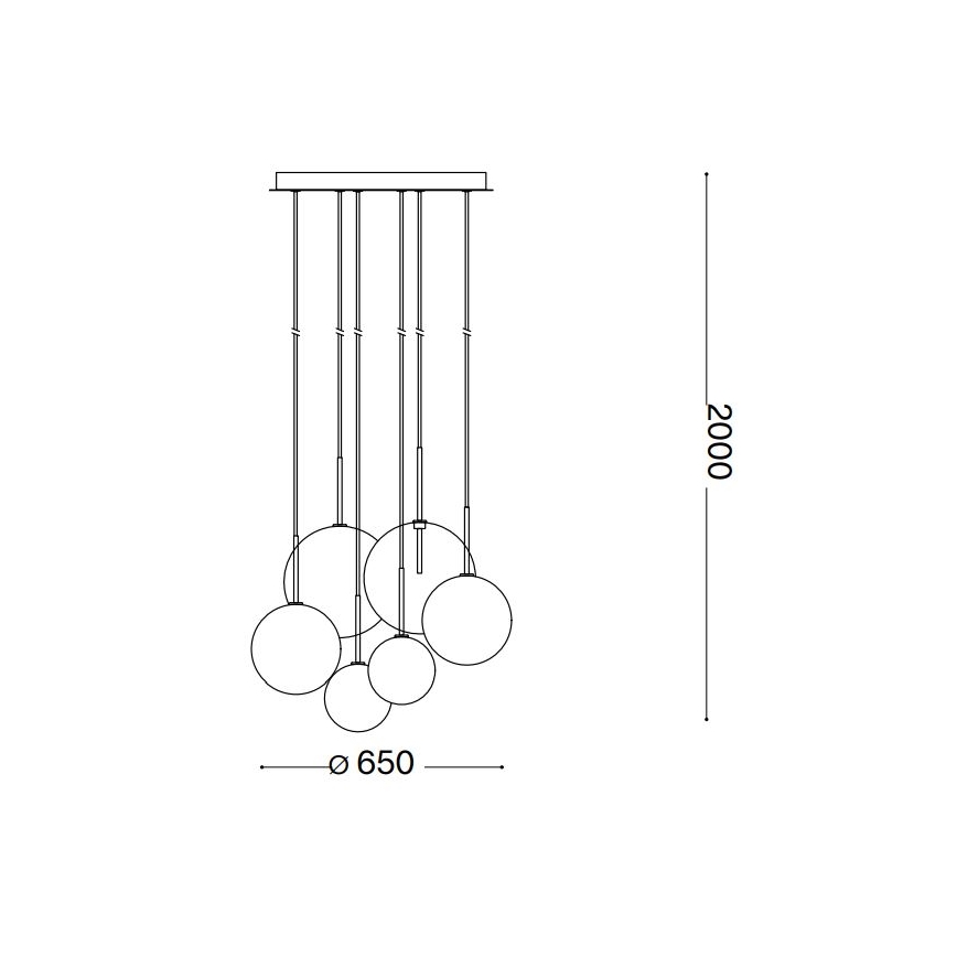 Ideal Lux - LED pendel EQUINOXE 6xG4/2W/230V diameter 65 cm messing/røget