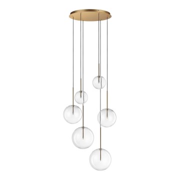Ideal Lux - LED pendel EQUINOXE 6xG4/2W/230V diameter 65 cm messing/transparent