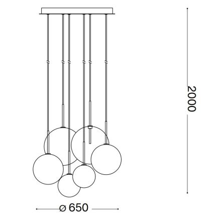 Ideal Lux - LED pendel EQUINOXE 6xG4/2W/230V diameter 65 cm messing/transparent