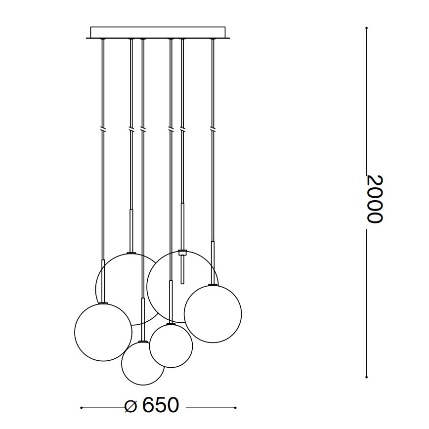 Ideal Lux - LED pendel EQUINOXE 6xG4/2W/230V diameter 65 cm messing/transparent