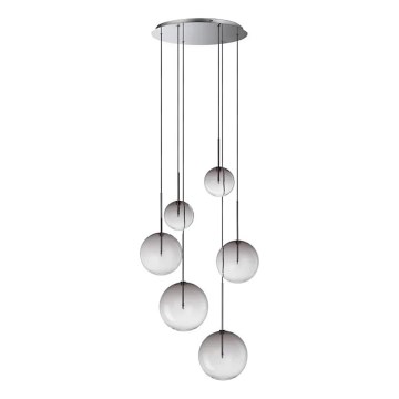 Ideal Lux - LED pendel EQUINOXE 6xG4/2W/230V diameter 65 cm skinnende krom/røget