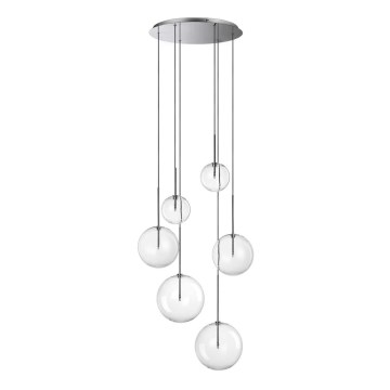 Ideal Lux - LED pendel EQUINOXE 6xG4/2W/230V diameter 65 cm skinnende krom/transparent
