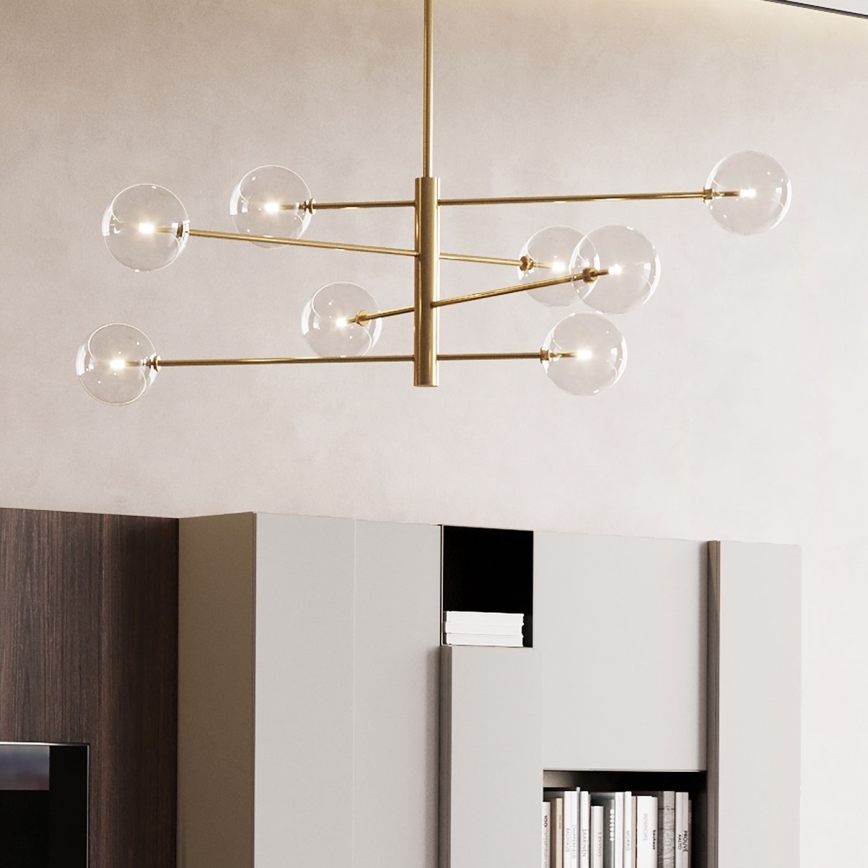 Ideal Lux - LED pendel EQUINOXE 8xG4/2W/230V diameter 128 cm messing/transparent