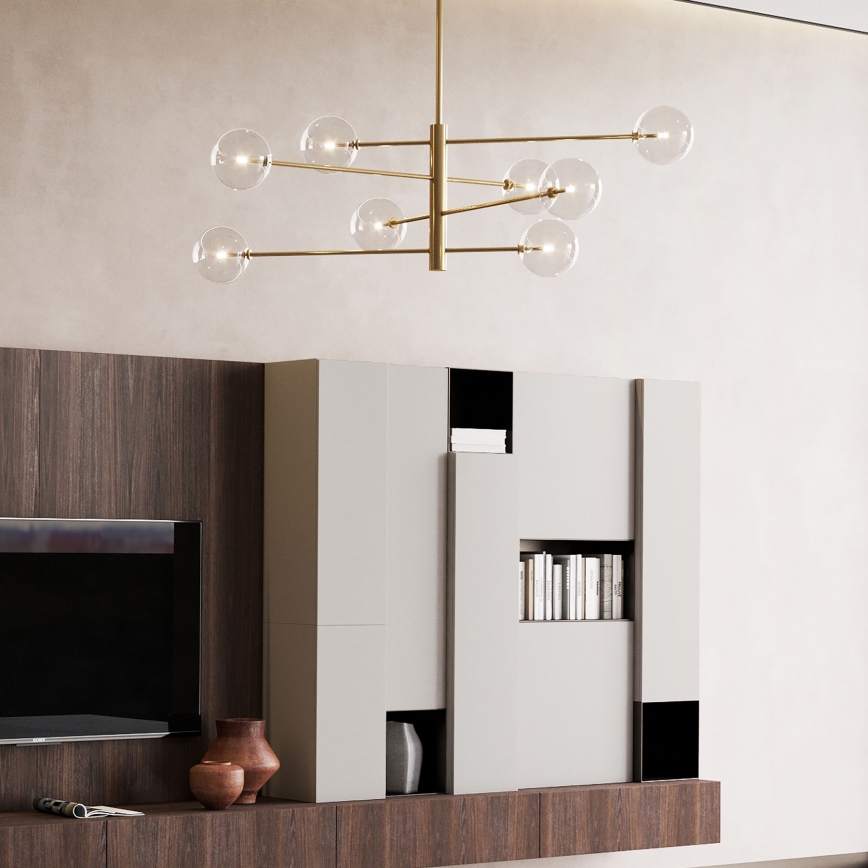 Ideal Lux - LED pendel EQUINOXE 8xG4/2W/230V diameter 128 cm messing/transparent