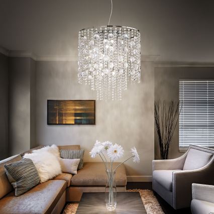 Ideal Lux - LED pendel i krystal EVASIONE 8xG9/3W/230V diameter 41 cm skinnende krom