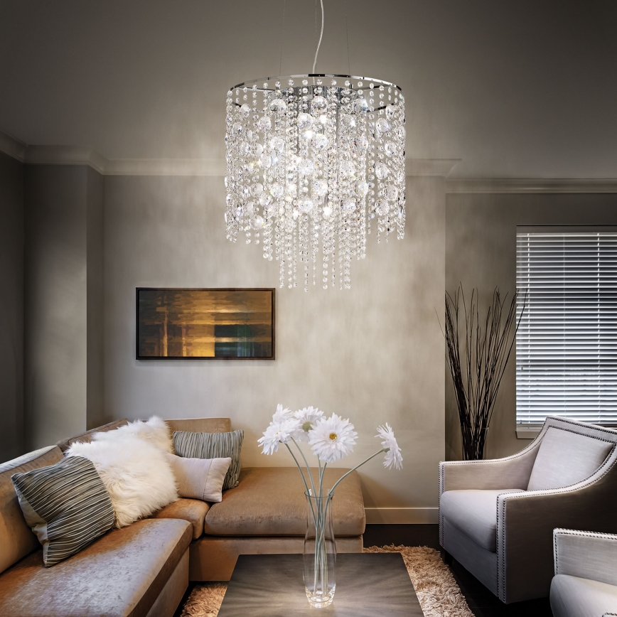 Ideal Lux - LED pendel i krystal EVASIONE 8xG9/3W/230V diameter 41 cm skinnende krom