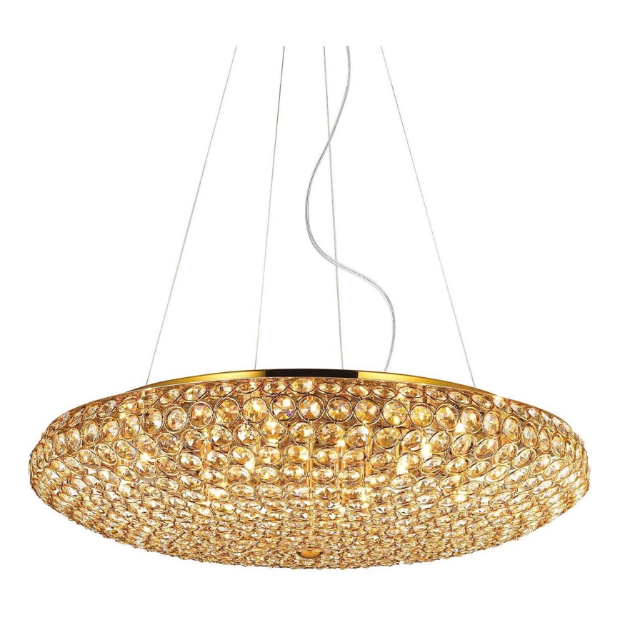 Ideal Lux - LED pendel i krystal KING 12xG9/3W/230V diameter 65 cm guldfarvet