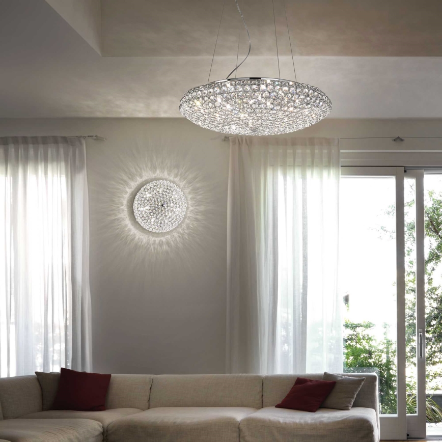 Ideal Lux - LED pendel i krystal KING 12xG9/3W/230V diameter 65 cm skinnende krom