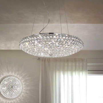 Ideal Lux - LED pendel i krystal KING 12xG9/3W/230V diameter 65 cm skinnende krom
