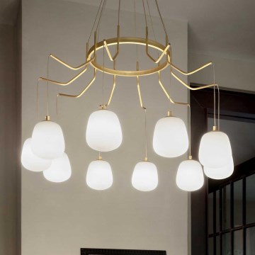 Ideal Lux - LED pendel KAROUSEL 10xG9/3W/230V diameter 82,5 cm messing