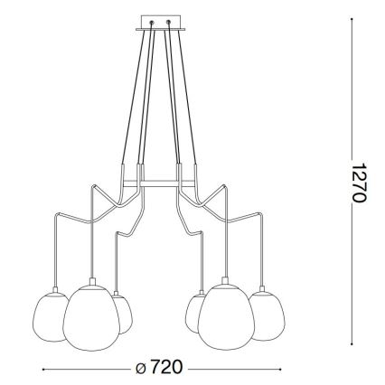 Ideal Lux - LED pendel KAROUSEL 6xG9/3W/230V diameter 72 cm messing