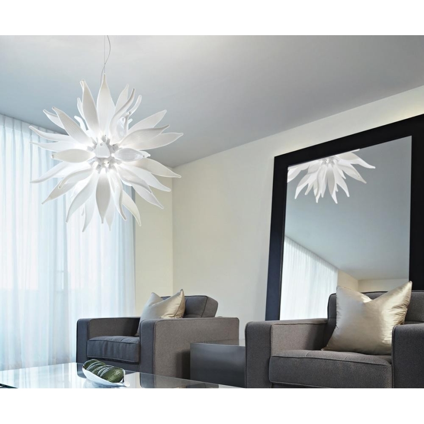 Ideal Lux - LED pendel LEAVES 12xG9/3W/230V diameter 80 cm hvid