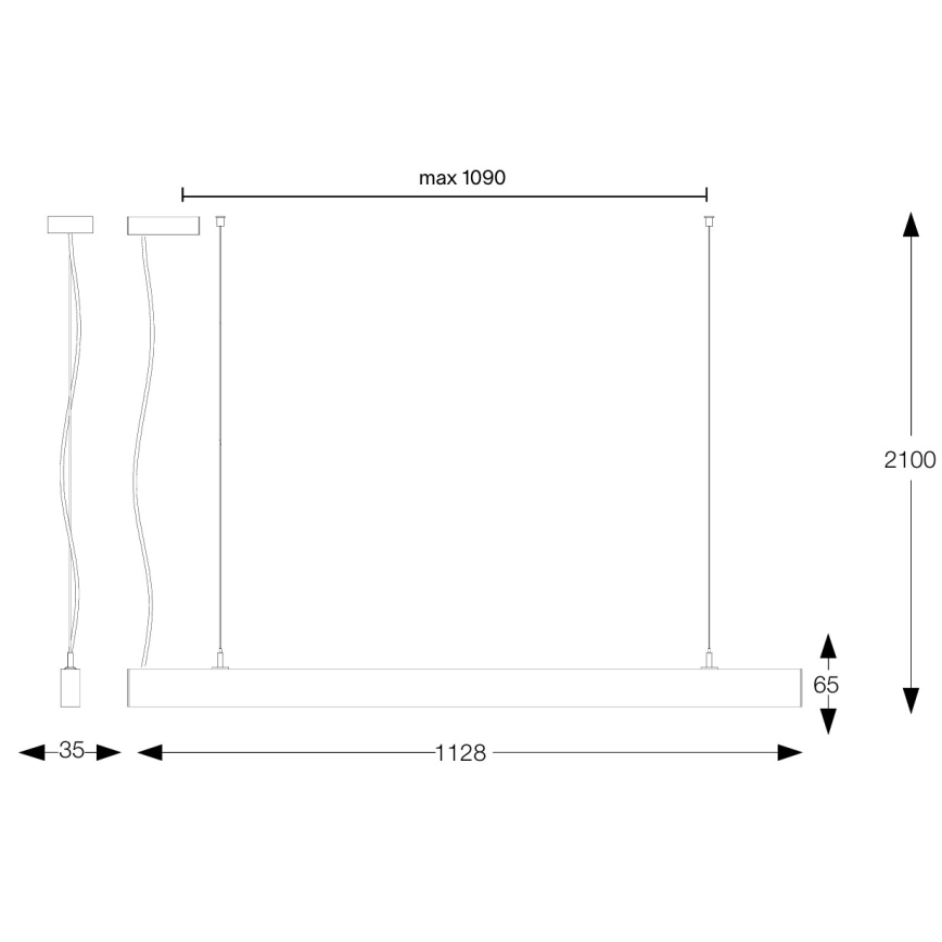 Ideal Lux - LED-pendel med wire OFFICE LED/30W/230V 3000K CRI 90 hvid