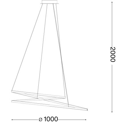 Ideal Lux - LED-pendel med wire OZ LED/75W/230V Ø 100 cm CRI 90 guld