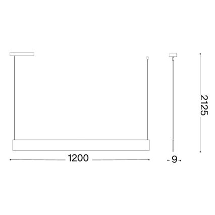 Ideal Lux - LED-pendel med wireophæng STEEL LED/24W/230V 3000K CRI 90 120 cm sort