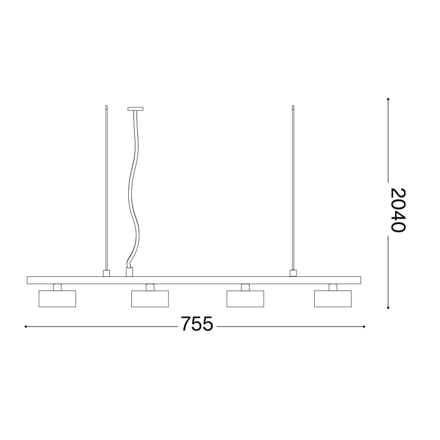 Ideal Lux - LED pendel MINOR 4xGX53/9W/230V 75,5 cm sort