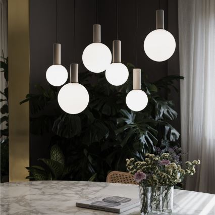 Ideal Lux - LED-pendel ODEON med ophængskabel LED/8W/230V CRI 90 Ø 20 cm beige/hvid