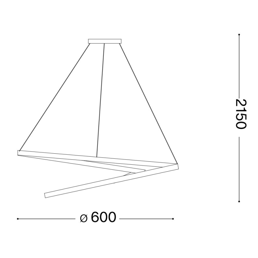 Ideal Lux - LED pendel OZ LED/47W/230V diameter 60 cm CRI 90 sort