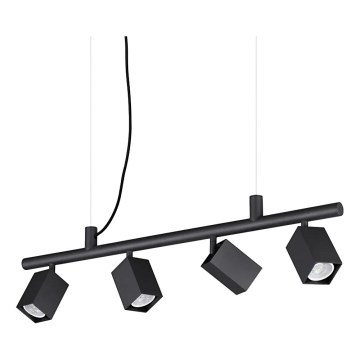 Ideal Lux - LED-pendel på stålwire DYNAMITE 4xGU10/7W/230V CRI 90 sort