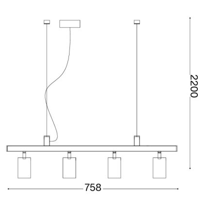 Ideal Lux - LED-pendel på stålwire DYNAMITE 4xGU10/7W/230V CRI 90 sort