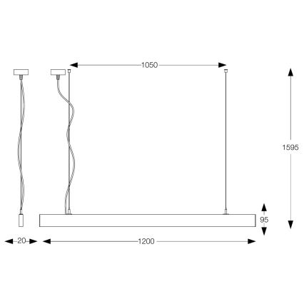Ideal Lux - LED-pendel på wire LINUS LED/32W/230V 4000K CRI 90 120 cm hvid