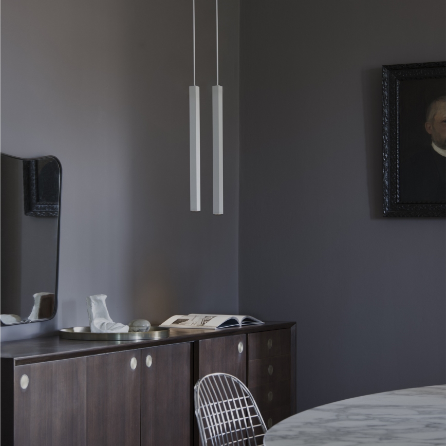 Ideal Lux - LED-pendel på wire LOOK 1xGU10/7W/230V CRI 90 Ø 6 cm hvid