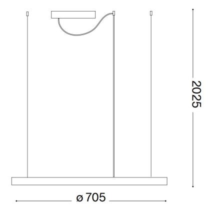 Ideal Lux - LED-pendel på wire ORACLE SLIM LED/37W/230V 2700K CRI 90 Ø 70 cm sort