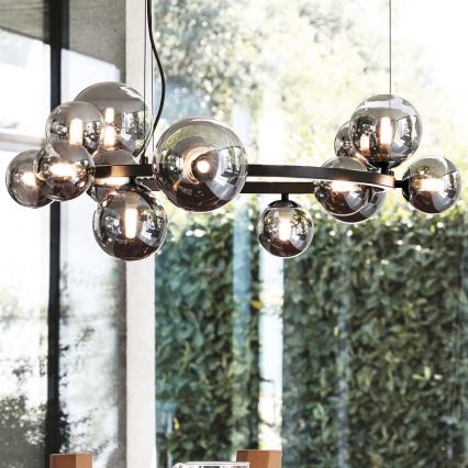 Ideal Lux - LED-lysekrone på wire PERLAGE 11xG9/3W/230V Ø 73 cm sort/røget sort