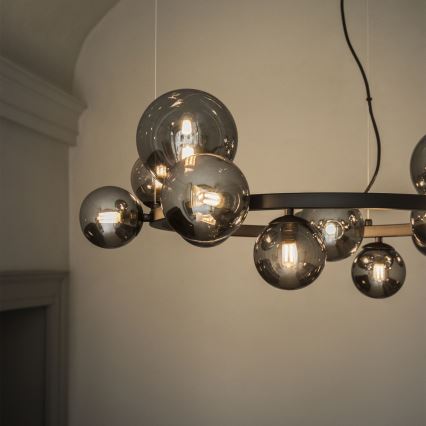 Ideal Lux - LED-lysekrone på wire PERLAGE 11xG9/3W/230V Ø 73 cm sort/røget sort