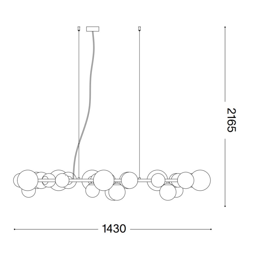 Ideal Lux - LED-lysekrone på wire PERLAGE 30xG9/3W/230V 143 cm sort/røget sort